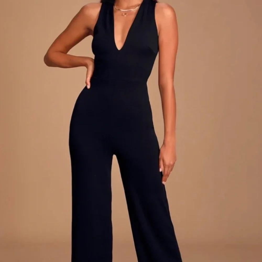 Lulu's Thinking Out Loud Black Backless Jumpsuit Size Small - Picture 1 of 4
